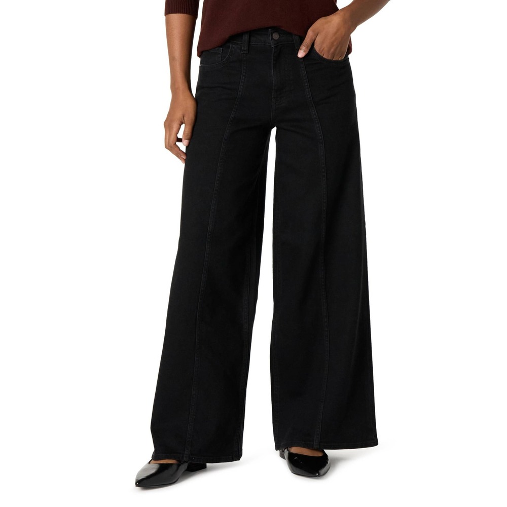 The Drop Frida‎ Wide Leg Jeans Black High Rise Flared Denim Size 18